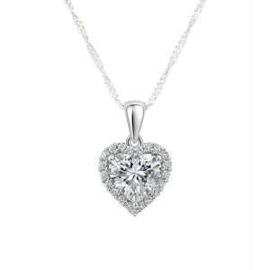 Heart-Shaped Halo Pendant Necklace