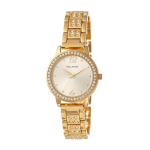 Hallmark Ladies Gold Bracelet Champagne Dial Watch